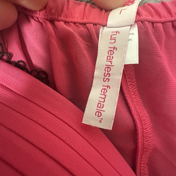 Hot Pink Black Cosmopolitan Babydoll Top Lingerie Camisole Romantic Coquette‎ L - Picture 7 of 12